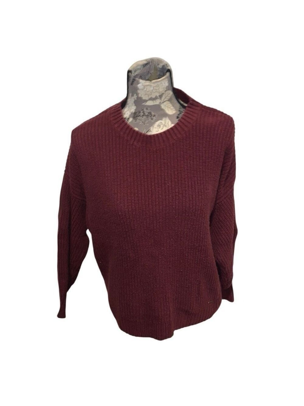 HOLLISTER Burgundy Knit Crewneck Sweater size XS